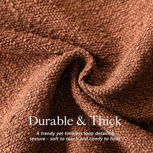 Foindtower Decorative Textured Boucle Throw Pillow Cover 24x24 Burnt Orange - Image 2