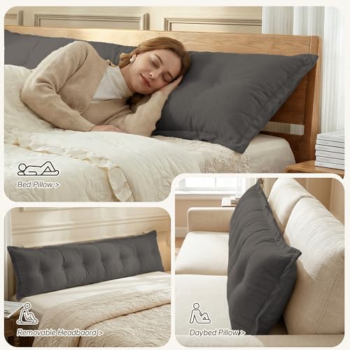 WOWMAX Headboard Pillow Twin Dorm Bolster Reading Pillow - Image 3