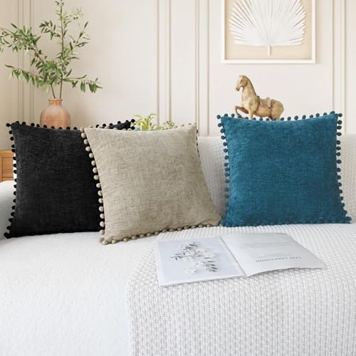 CaliTime Decorative Couch Throw Pillow Covers 16 X 16 Inches Black - Image 5