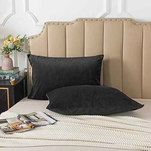 H HOUSEHOLD Set of 2 Velvet Queen Size Pillowcase, Soft and Cozy Luxury Fuzzy - Image 2
