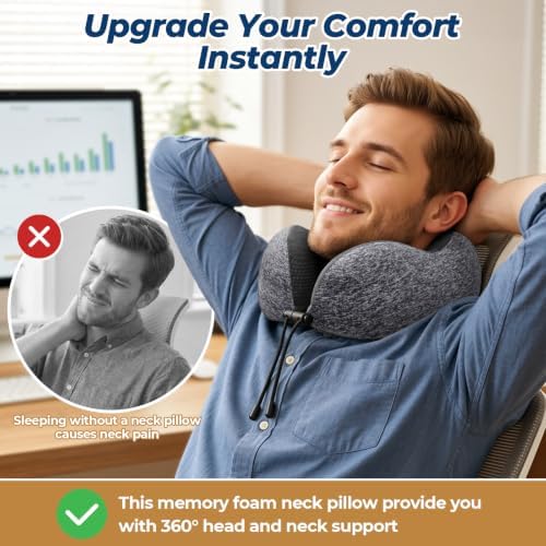 ExploreBliss Travel Pillow, Memory Foam Neck Pillow Airplane - Image 6