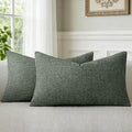 a moment Christmas Dark Green Chenille Throw Pillow Covers 12x20 Inch Pack of 2 by amoment