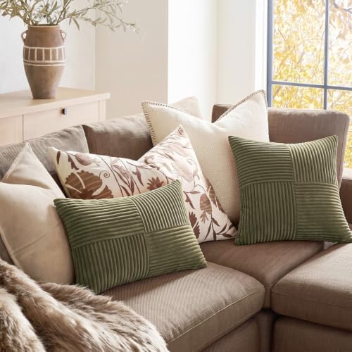 Fancy Homi 2 Packs Olive Green Samll Decorative Throw Pillow Covers 12x12 Inch - Image 5