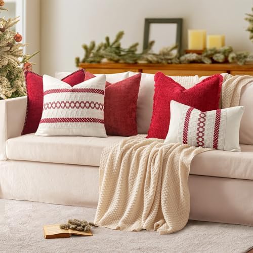 MIULEE Decorative Couch Throw Pillow Covers 18x18 Inch Red 2 Pack - Image 5
