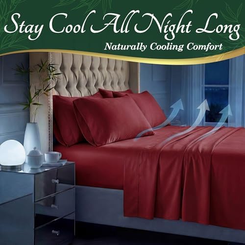 DECOLURE 100% Viscose Derived from Bamboo Sheets Full Size, Luxury 6 Pc Set - Image 3