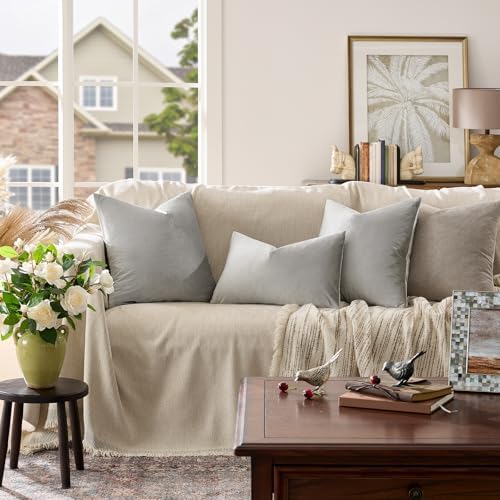 GIGIZAZA Silver Grey Velvet Throw Pillow Covers Big 26x26 Pack of 2 - Image 2