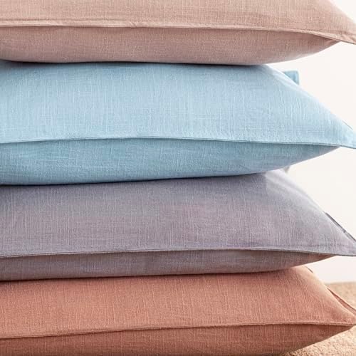 Foindtower Linen Solid Decorative Throw Pillow Covers 26x26 Light Purple - Image 7