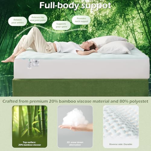 Hansleep Twin Memory Foam Mattress Topper, Soft Pillow Top Mattress Pad - Image 3