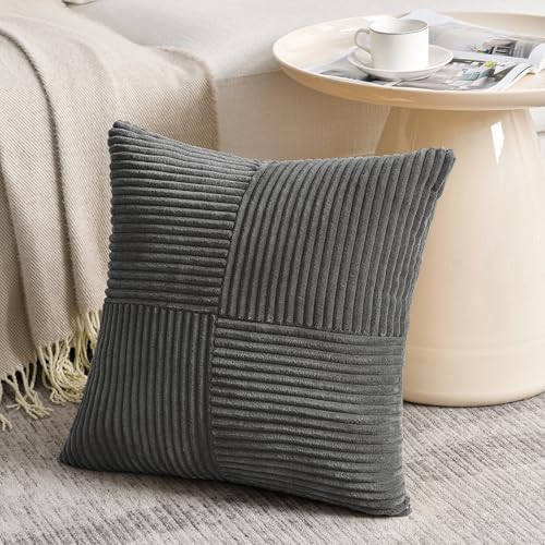 Fancy Homi 2 Packs Dark Gray Samll Decorative Throw Pillow Covers 14x14 Inch - Image 2