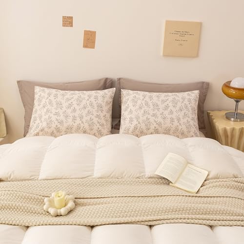 ECOCOTT Floral Botanical Pillowcases Queen Size 2 Pack, 100% Washed Cotton - Image 6