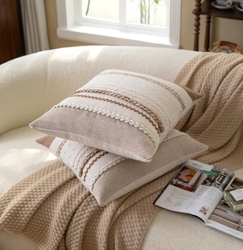 Cethom Boho Throw Pillow Covers 20x20 Inch Set of 2, Accent Cushion Cover - Image 3