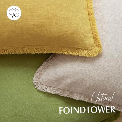 Foindtower Decorative Linen Fringe Throw Pillow Covers 20×20 Ginger Yellow - Image 4