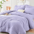 HYMOKEGE Light Purple Queen Comforter Set Seersucker 7 Pieces, All Season by HYMOKEGE