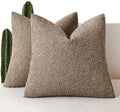 Foindtower Decorative Textured Boucle Throw Pillow Covers 22x22 Light Brown by Foindtower