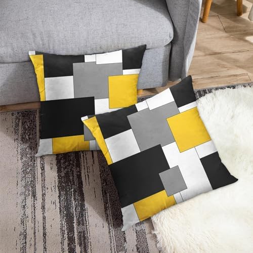 Emvency Throw Pillow Covers Set of 2, 18 x 18 Inch, Geometric Yellow - Image 4