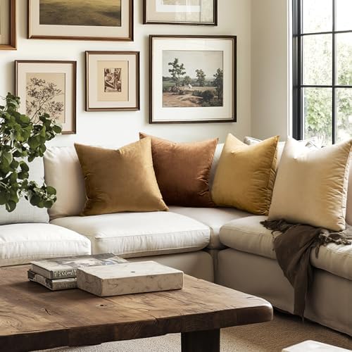 MIULEE Velvet Throw Pillow Covers 20x20 Inch Pack of 2 Chocolate - Image 2