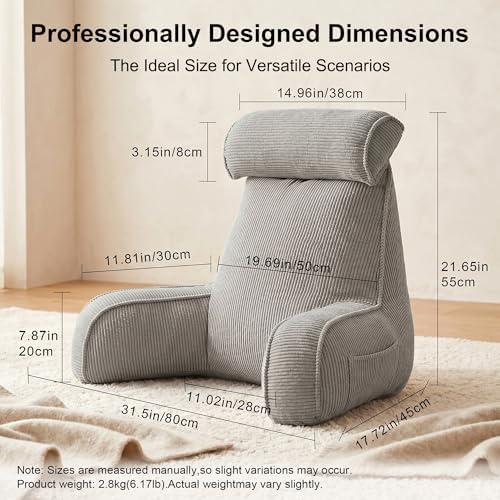 Corduroy Reading Pillow for Sitting Up in Bed, Backrest Pillow - Image 4