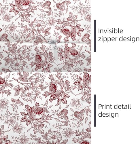 Red and White Porcelain Floral Lumbar Pillow Cover 14x36 Long Body Pillow Covers - Image 6