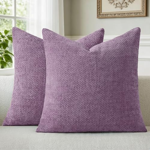 a moment Purple Chenille Throw Pillow Covers 16x16 Inch Pack of 2 Modern by amoment