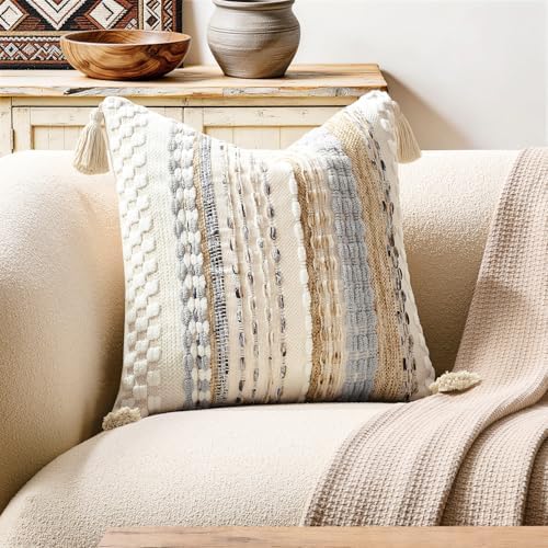Kevin Textile Boho Tufted 20x20 Inch Pillow Cover 1 Pack by KevinTextile