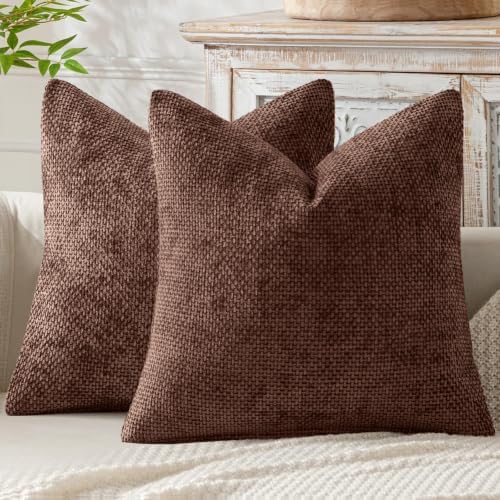 MIULEE Decorative Couch Throw Pillow Covers 18x18 in Red Brown 2 Pack by MIULEE