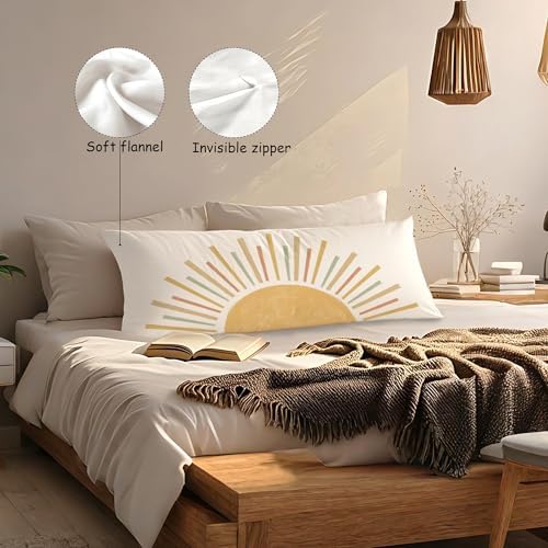 Boho Sun Sunshine 21x54 Body Pillow Cover Case, Modern Neutral Boho Horizontal - Image 3