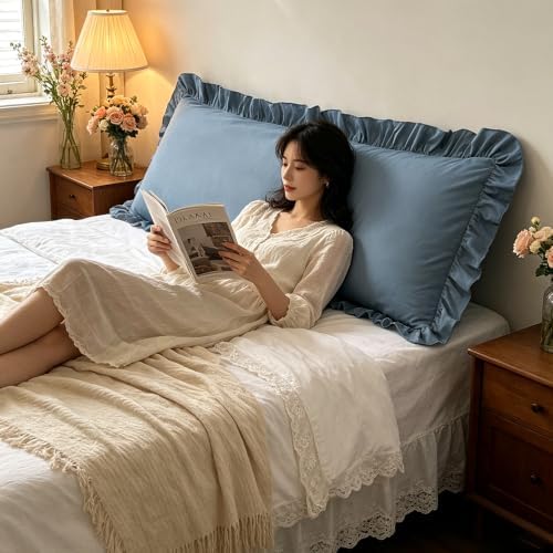 Ruffle Body Pillow Pillowcase, Slate Blue - Image 3
