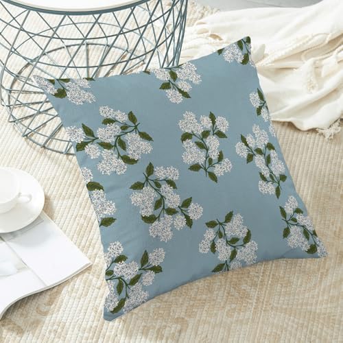 AEIOAE Spring Pillow Covers 18x18 Inch Set of 2, Baby Blue Green Hydrangea - Image 4