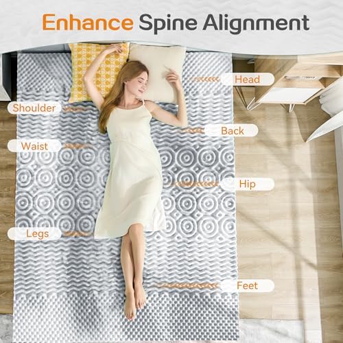 SINWEEK Mattress Topper 5-Zone Memory Foam Mattress Topper Pressure Relieve - Image 2