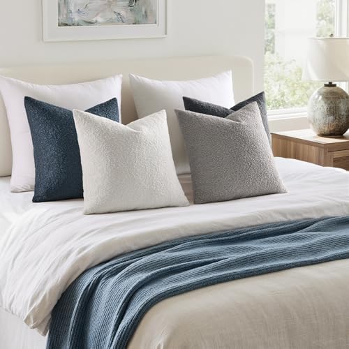 MIULEE Decorative Boucle Throw Pillow Covers 18x18 Blue Gray Set of 4 - Image 4