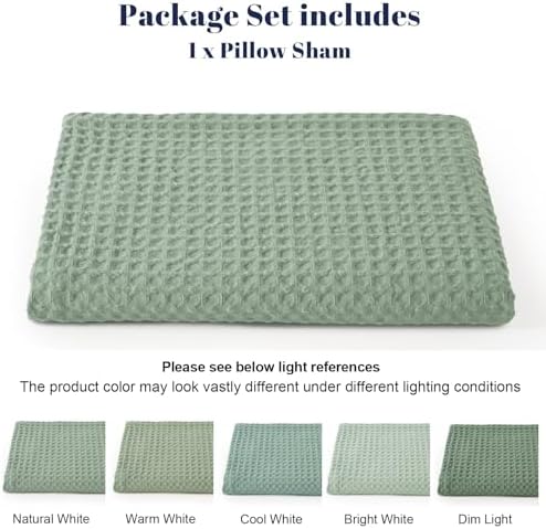 PHF Ultra Soft Waffle Body Pillowcase, Sage Green, Breathable, Skin-Friendly - Image 5
