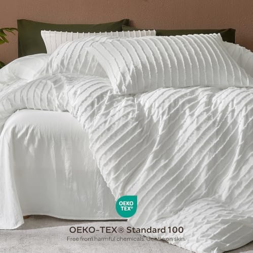 JELLYMONI White Striped Tufted Pillowcases King Size - Image 5