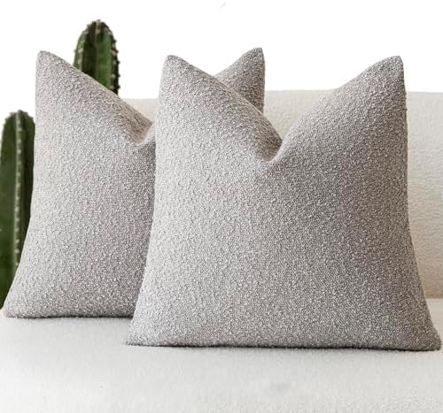 Foindtower Decorative Textured Boucle Throw Pillow Cover 26x26 Neutral Grey by Foindtower