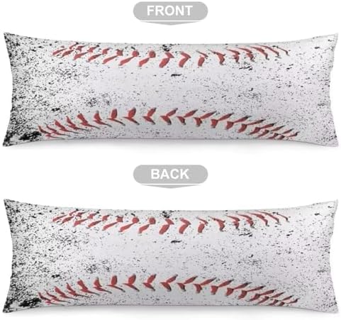 Sport Theme Body Pillow Cover Sports White Black and Red Baseball Laces - Image 5