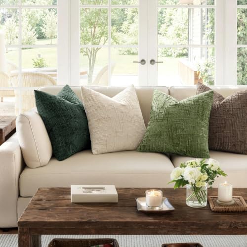 MIULEE Chenille Textured Lumbar Throw Pillow Covers Dark Green 12x20 - Image 5