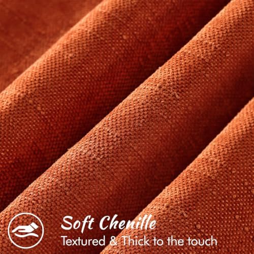 decorUhome Chenille Fall Throw Pillow Covers 12x20 Set of 2, Burnt Orange - Image 2