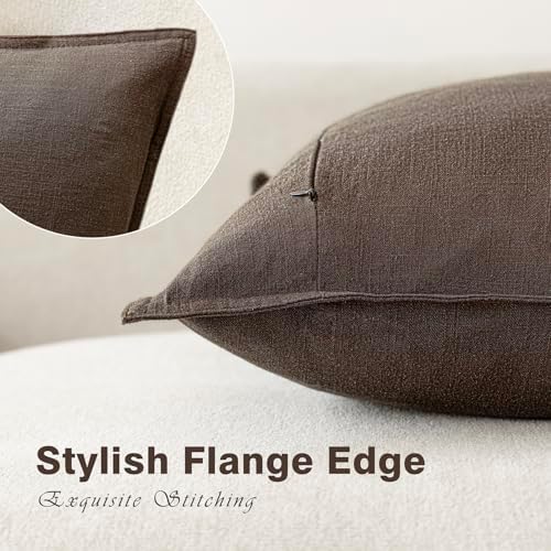 Foindtower Decorative Linen Lumbar Throw Pillow Covers 12x20 Reddish Brown - Image 3