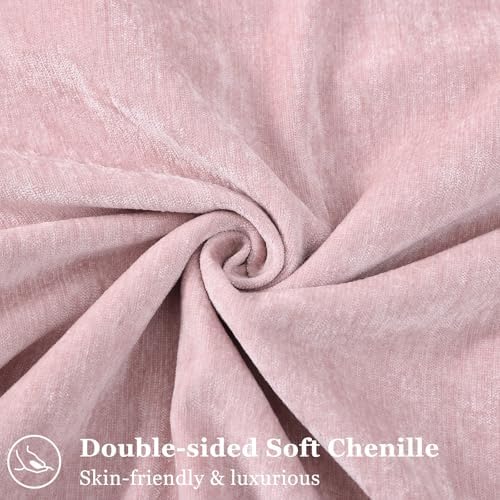 decorUhome Chenille Blush Pink Velvet Throw Pillow Covers 24x24 Set of 2 - Image 2