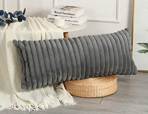 PANOD Faux Fur Decorative Lumbar Throw Pillow Covers 14 x 36, Plush Long Boho - Image 6