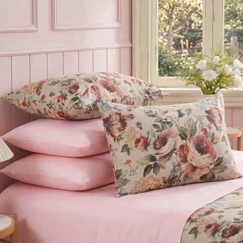 Bedorm Standard Size Pillow Covers Set of 2 Cotton Pillow Case Dark Pink Rose - Image 2