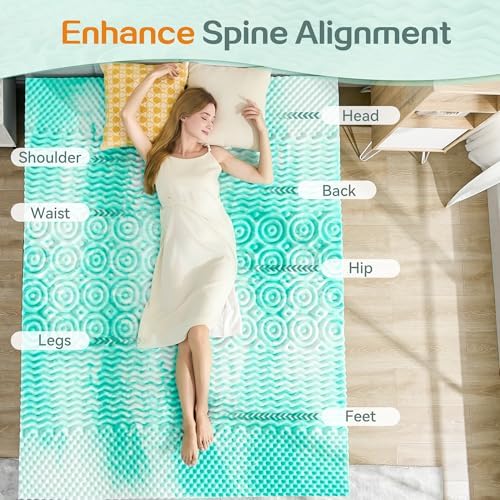 SINWEEK Mattress Topper 5-Zone Memory Foam Mattress Topper Pressure Relieve - Image 2