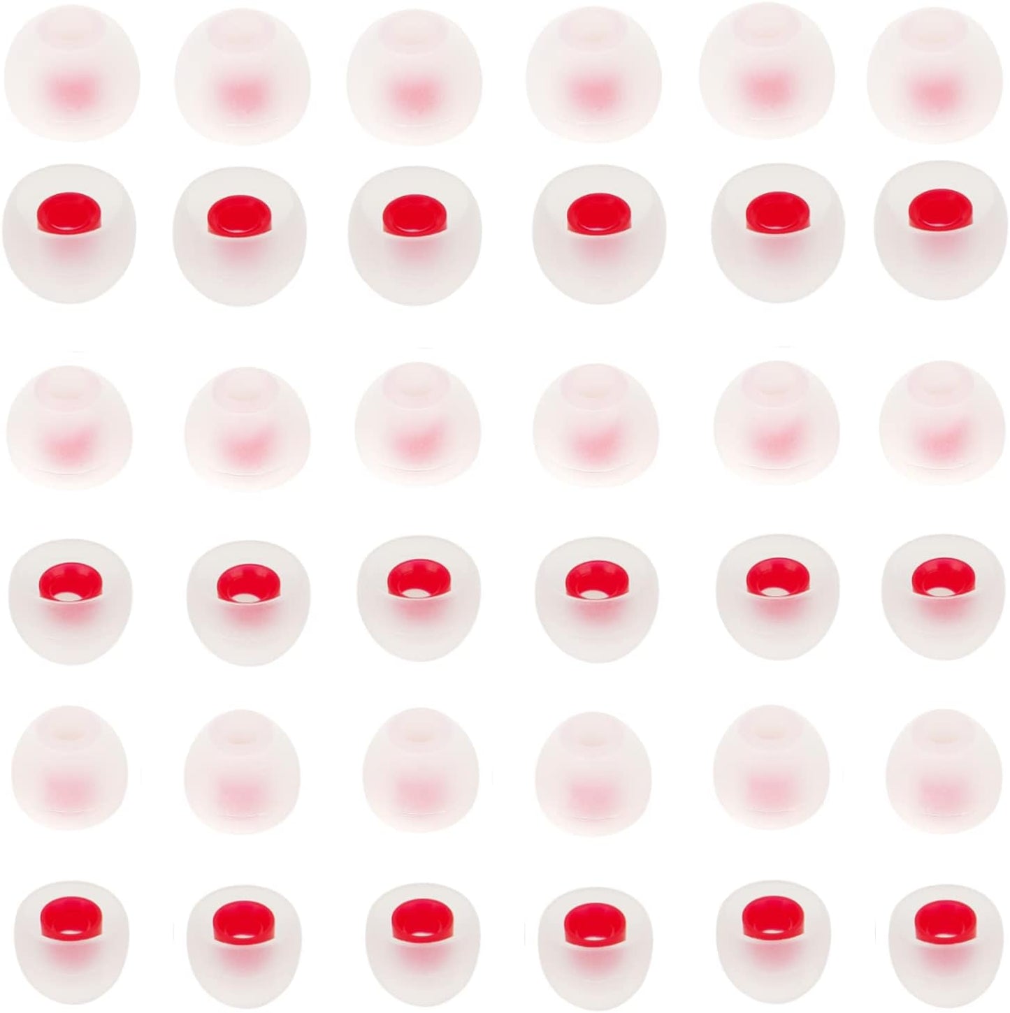 Silicone Earbud Tips - Soft & Comfortable Earphone Cushions, 18 Pairs (S/M/L) - White & Red, Fits 3.8mm-5.5mm Inner Hole, Compatible with Most in-Ear Headphones