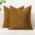 MIULEE Soft Chenille Throw Pillow Covers Mustard 20x20 Inch Pack of 2 by MIULEE
