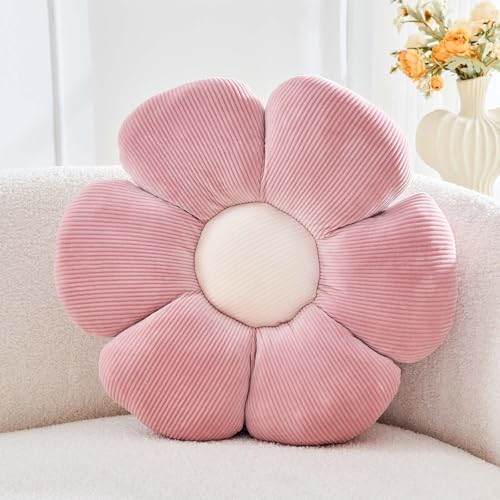 Kcvvcr Dusty Pink Flower Pillow, 14.9" Cute Flower Shaped Floor Pillow by Kcvvcr