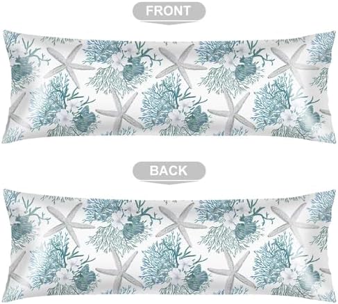 Silk Satin Body Pillow Cover for Hair and Skin, Coastal Long Pillow Case - Image 3