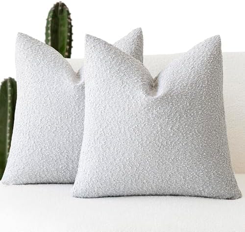 Foindtower Pack of 2 Textured Boucle Throw Pillow Covers Accent Solid by Foindtower