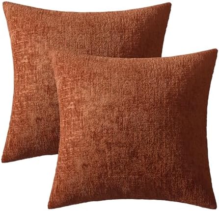 MIULEE Fall Couch Pillow Covers Textured Chenille 24x24 Rust - Image 7