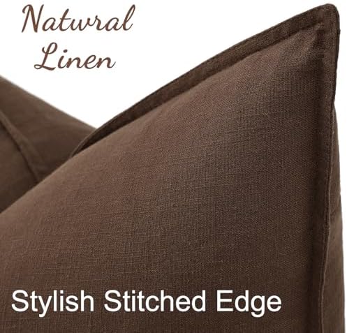 decorUhome Fall Brown Linen Throw Pillow Covers 12x20 Set of 2 - Image 2