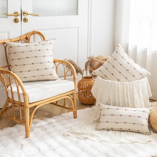 YEENAASY Boho Throw Pillow Covers 26x26 Set of 2 Farmhouse Pillow Cases - Image 4