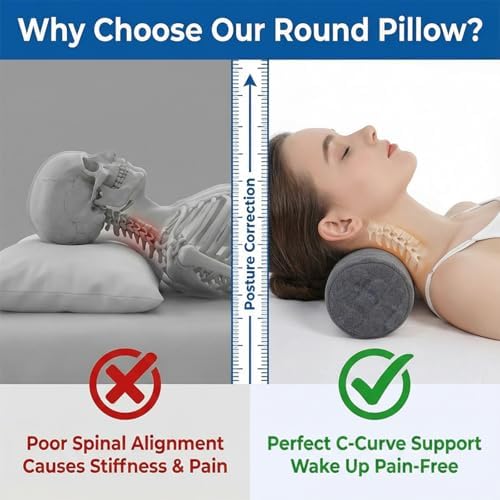 3.9" Small Neck Roll Memory Foam Pillow Cylinder, Detachable Cover - Image 6